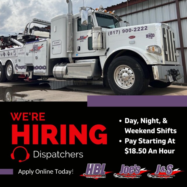 We're hiring dispatchers for day, night, and weekend shifts, starting at $18.50/hr. Ready to join the team? Apply now: https://hutchinstowing.com/careers/